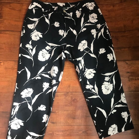Ralph Lauren Cropped Navy Floral Pants - Picture 2 of 7